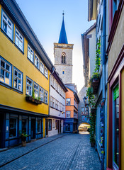 famous kramerbridge in erfurt - germany