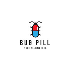 Naklejka premium Bug pill Logo Vector icon illustration