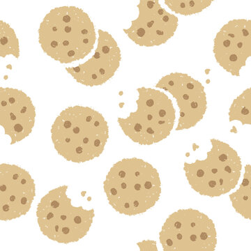 Hand drawn simple cute cookie flat vector seamless pattern