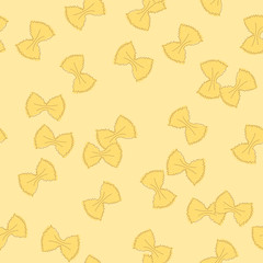 Bow-tie or butterfly pasta background. Seamless pattern with Italian pasta.