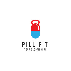 Pill fitness Logo Vector icon