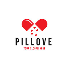 Pill love Logo Vector icon