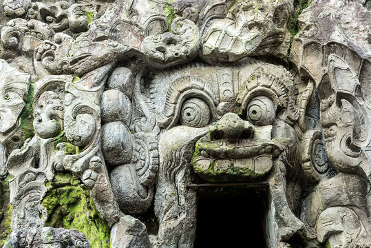 Face carved on an temple entrance