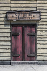 Wooden Saloon Entrance: Old Western Public Bar