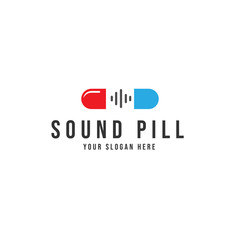 Sound pill Logo Vector icon illustration