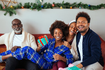 Christmas family at home.