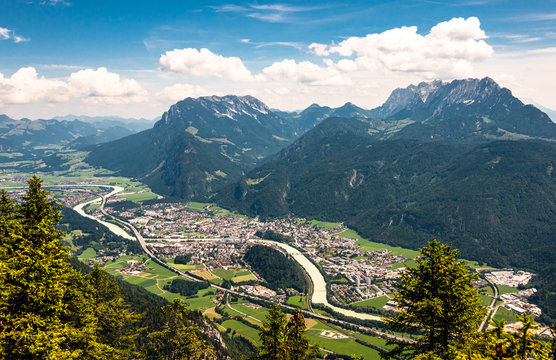 view from mountain pendling near kufstein - austria