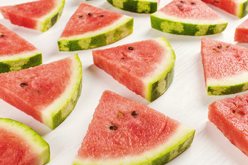 Sliced pieces of watermelon pattern, chilled with ice, refreshing summer berry.