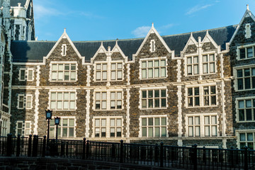 Fototapeta na wymiar Facade of a beautiful, old-fashioned building in Harlem, New York City, USA