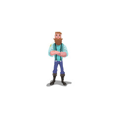 Farmer standing. Raster illustration in flat cartoon style