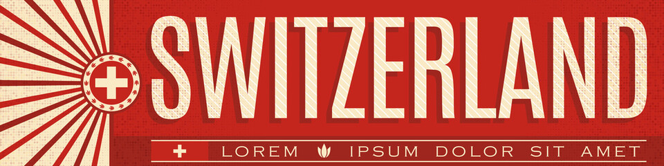 Switzerland Banner design, typographic vector illustration, Swiss Flag colors