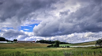 July thunderstorm approaches Horsebarn Hill area at University of Connecticut, Storrs, CT