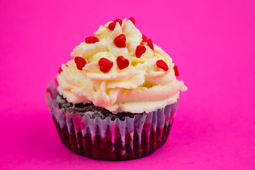 Tartlet with cream food background. Healthy food. Vegetarian food. The food. Copyspace