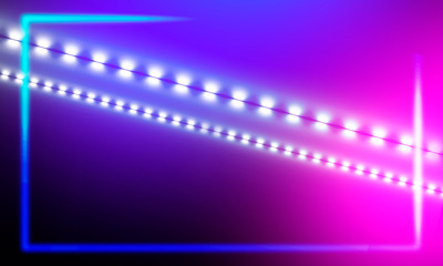 Ultraviolet abstract light. Diode tape, light line. Violet and pink gradient. Modern background, neon light.