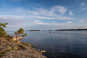 kareliya island  white sea lake ladoga panorama view evening sunset summer clouds