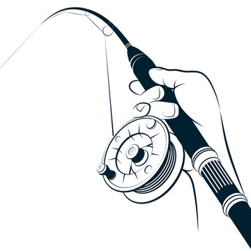 recommend clip art: Fishing rod in hand fisherman silhouette