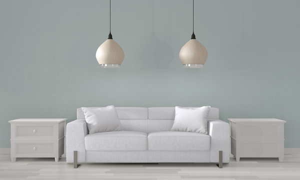 Mock up sky room with white sofa on modern room interior.3D rendering
