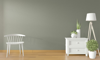 Mock up white chair and decoration in modern empty room. 3d rendering