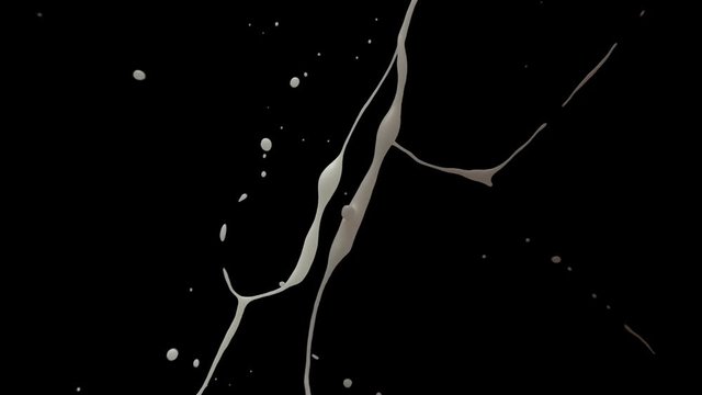 White Milk And Chocolate Explosion. Slow Motion milk and chocolate 3d animation with Alpha Matte