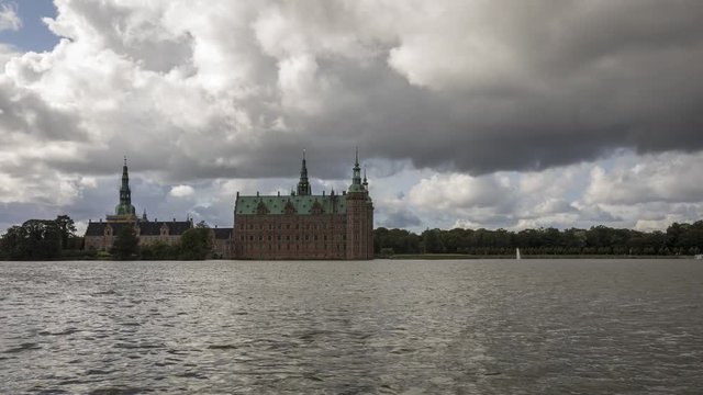 Time Lapse of clouds at the lake near Frederiksborg Castle in Hillerod