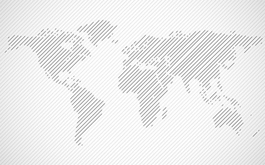 Fototapeta premium Abstract World map with lines. World stripes map. Vector
