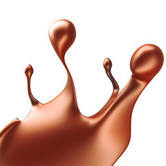 Shiny chocolate liquid splash on white background