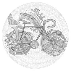 Bike with flower on white background.