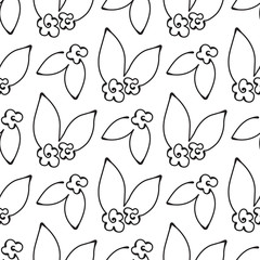 Vector seamless pattern with flowers drawn in one line style