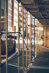 Urban lifestyle in the Denver city of Colorado state. Downtown district on a sunny day with beautiful sky. Amazing buildings in the heart of Denver.