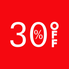 Logotipo con texto 30 por ciento con OFF vertical en fondo rojo