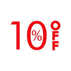 Logotipo con texto 10 por ciento con OFF vertical en color rojo