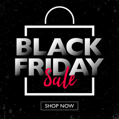 Black Friday sale with shopping bag frame banner concept, Vector illustration template.