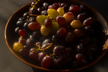  Plate of grapes in the evening sun