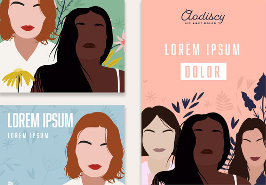 Social Media Post Layouts with Graphic Portraits