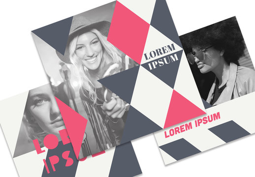 Social Media Layout Set with Geometric Photo Masks