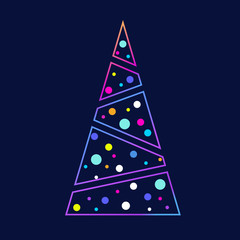 Christmas tree vector illustration on dark background, gradient