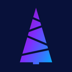 Fototapeta na wymiar Christmas tree vector illustration on dark background, gradient