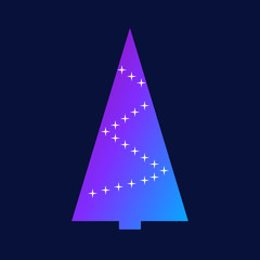 Christmas tree vector illustration on dark background, gradient