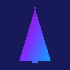 Fototapeta na wymiar Christmas tree vector illustration on dark background, gradient