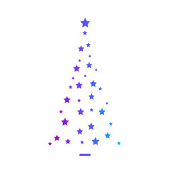 Christmas tree vector illustration on dark background, gradient
