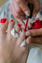 pedicure process macro closeup. pedicure process and spa procedure macro closeup. Concept body...