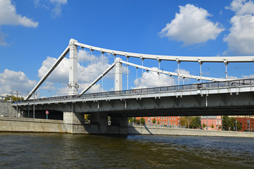 Krymsky Bridge or Crimean Bridge (1938), steel suspension bridge in Moscow. Russia