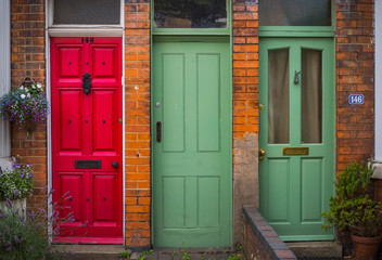 red wooden door
