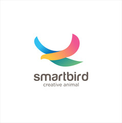 Obraz premium Smart Bird Logo Design Creative Color Sign .Fliying Bird colibri hummingbird logo Colorful Design Illustration