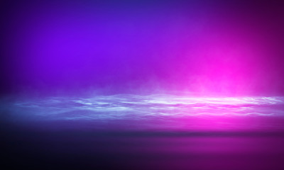  Ultraviolet abstract light. Diode tape, light line. Violet and pink gradient. Modern background, neon light. Empty stage, spotlights, neon. Abstract light.