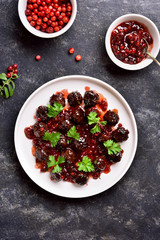 Meatballs with cranberry sauce