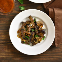 Fried beef liver with onion