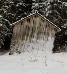 Old barn in winter