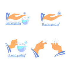 set of alternative medicine homeopathy - obrazy, fototapety, plakaty