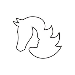 Stylish horse silhouette and man